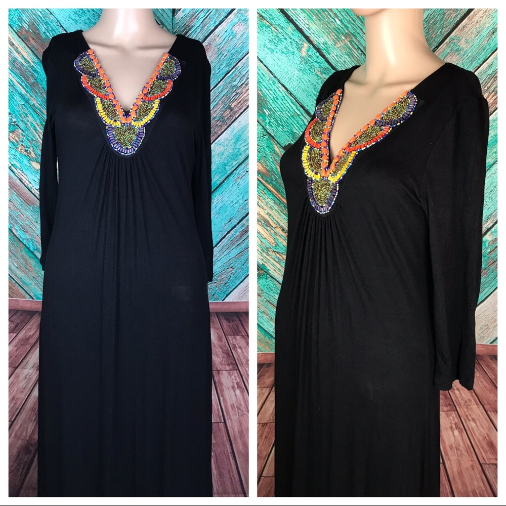 Romeo & Juliet Couture Black Beaded Maxi Dress - Picture 2 of 5